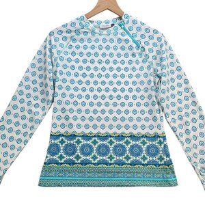 Cabana Life Women's Zipper Shoulder Long‎ Sleeve Rashgaurd Sun Protection 50+ Md